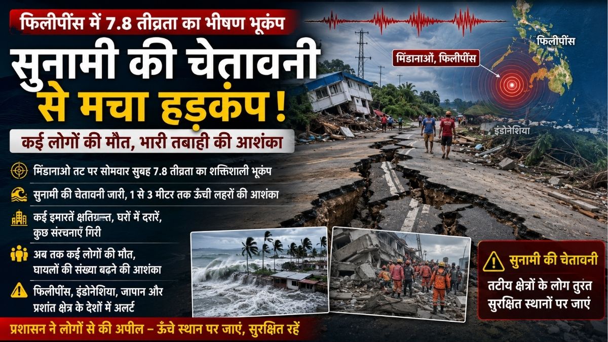Philippines में 7.8 तीव्रता का भीषण भूकंप सुनामी की चेतावनी से मचा हड़कंप कई लोगों की मौत भारी तबाही की आशंका